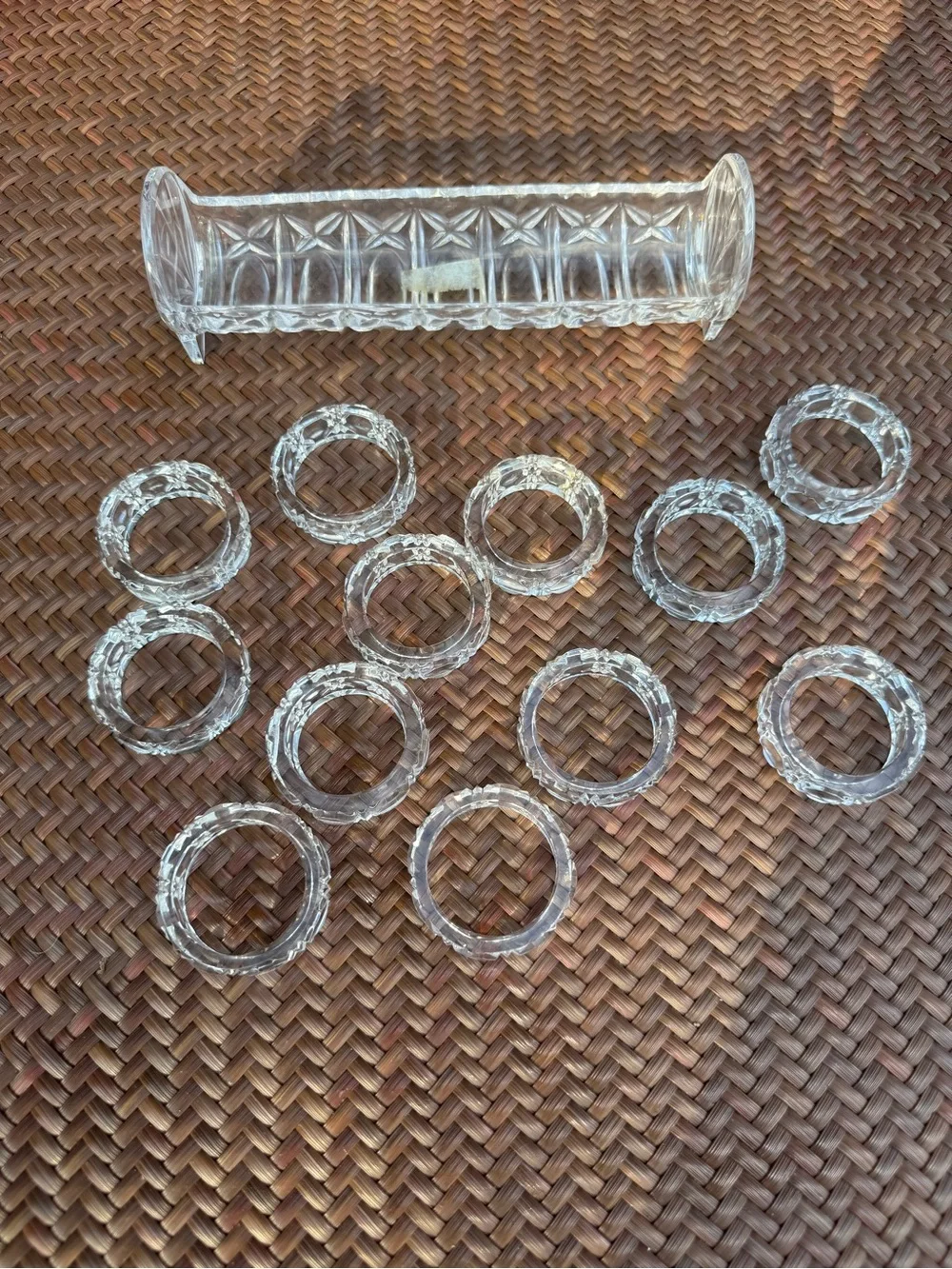 Vintage Cut Crystal Napkin Rings Set‎ of 12 with Matching Holder Stunning